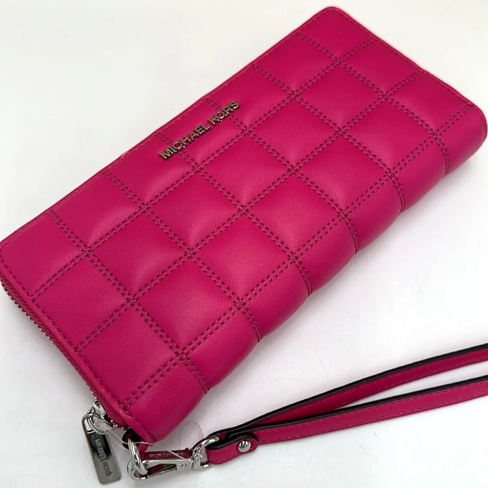 MICHAEL KORS Continental Wristlet Phone Case Wallet Dragonfruit   NWT